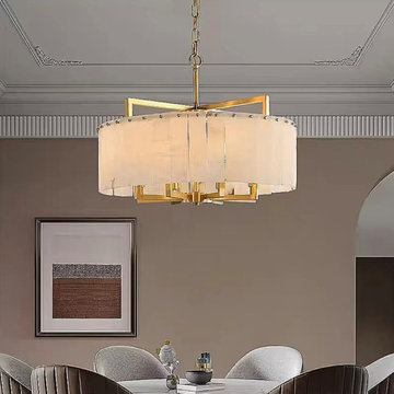 Spanish Alabaster Round Chandelier for Dining Room – Warm Interior