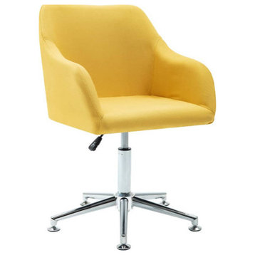 vidaXL Office Chair Swivel Office Chair with Wheels and Arms Yellow Fabric