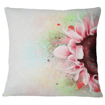 Beautiful Pink Sunflower Watercolor Flowers Throw Pillowwork, 16"x16"