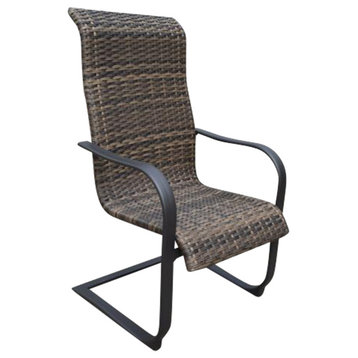 Courtyard Casual Santa Fe Wicker Spring Chairs, Set of 4, Java