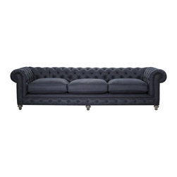 Bensington Tufted Indigo Linen Upholstered Sofa 118" - Sofas
