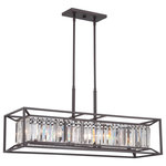 Designers Fountain - Designers Fountain 87438-VB Linares - Four Light Linear Chandelier - No. of Rods: 8  Shade Included: TRUE  Rod Length(s): 12.00  Warranty: 1 YearLinares Four Light Linear Chandelier Vintage Bronze Crystal Prisms Glass *UL Approved: YES *Energy Star Qualified: n/a  *ADA Certified: n/a  *Number of Lights: Lamp: 4-*Wattage:60w Candelabra Base bulb(s) *Bulb Included:No *Bulb Type:Candelabra Base *Finish Type:Vintage Bronze
