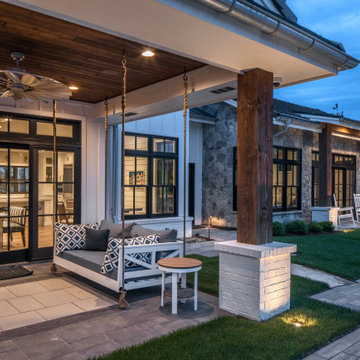Uplighting Patio Columns | Lake House Outdoor Lighting Design
