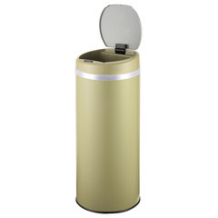 1.6 gal. Champagne Gold Metal Household Trash Can with Removable Inner Bucket