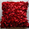 Vintage Style Ruffles Red Satin Pillow Covers 16"x16", Vintage Reds