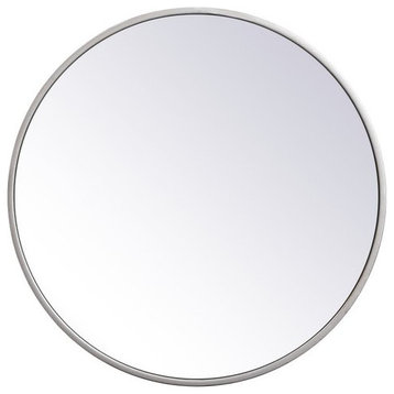 Home Living Metal Frame Round Mirror 18", silver