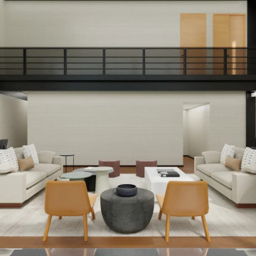 Geometric Museum-Inspired Modern Living Room