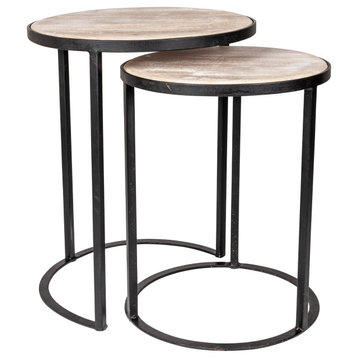 East at Main Mango Wood and Black Iron Nesting Tables (Set of 2)