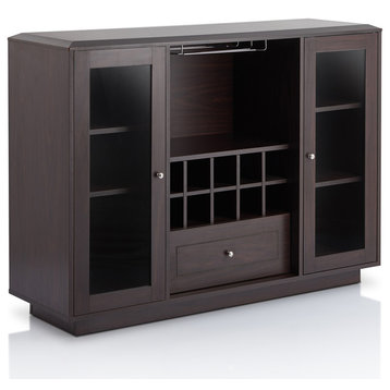 Furniture of America Bormie Contemporary Wood Multi-Storage Buffet in Espresso