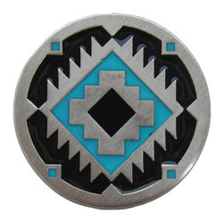 Inviting Home Inc. - Southwest Treasure Knobs, Pewter With Turquoise-Black - Cabinet And Drawer Knobs