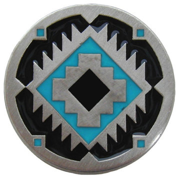 Southwest Treasure Knobs, Pewter With Turquoise-Black