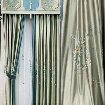 QYHL226B Silver Beach Embroidered Orchid Fragrant Thoroughwort Faux Silk Custom
