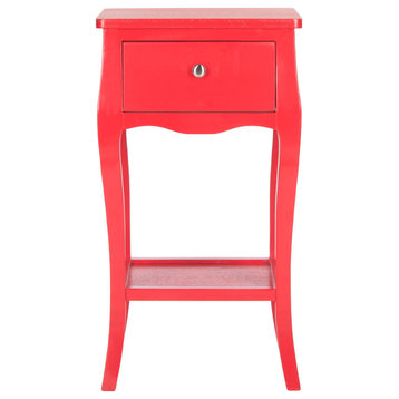 Elma End Table With Storage Drawer, Red