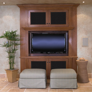 Inspiration for a traditional home cinema in Jacksonville.