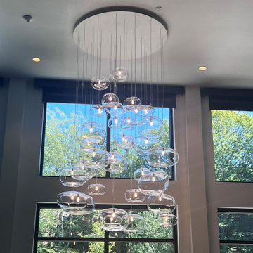 Long Modern Cloud Globe Pendants Chandelier with Clear Glass