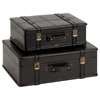 Leather Decorative Trunk Cases and Storage Accent Decor 2-Piece Set - Espresso