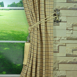 Paroo Cotton Blend Small Plaid Versatile Pleat Curtains & Drapes Tassel Tieback - Curtains