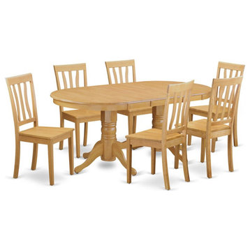 East West Furniture Vancouver 7-piece Wood Kitchen Table Set in Oak