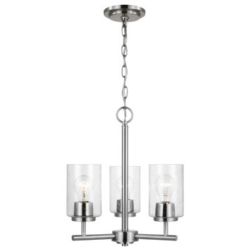 Oslo 3-Light Contemporary Chandelier in Brushed Nickel