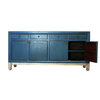 Anatole Blue and Silver 4 Door 4 Drawer Tall Sideboard