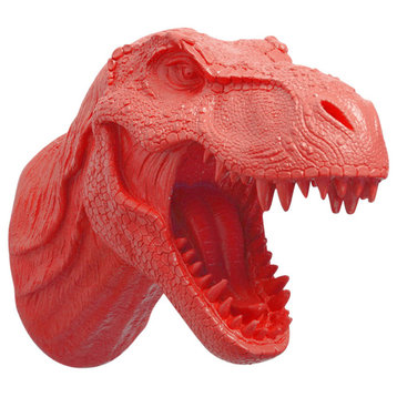 Faux Resin T-Rex Head Wall Mount, Coral