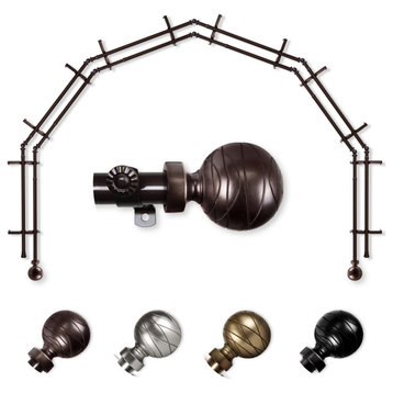 Andre 6-Sided Double Bay Curtain Rod - Cocoa