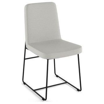 Amisco Winslet Dining Chair, Light Grey Polyester / Black Metal