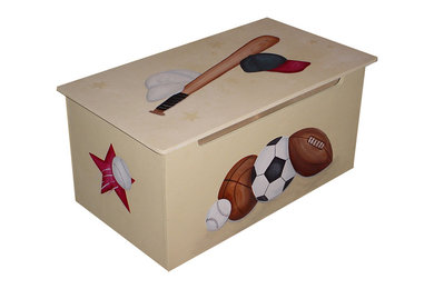 CUSTOM Childrens toy box - Baseball, Football, Basketball and Hockey