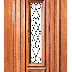Mahogany Center Lite Single Door with Decorative Ironwork - Front Doors