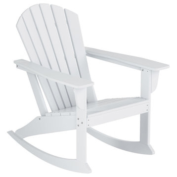 WestinTrends Outdoor Patio Poly Lumber Adirondack Porch Rocking Chair Rocker, White