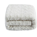 Collection - Roses Sherpa Fleece Throw Blanket, White Petal, 90x90 - Product Details: