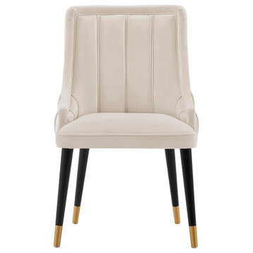 Modern Eda Velvet Dining Chair, Midnight Cream