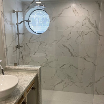 Notched Fixed Panel in Low Iron Glass Installed on Clips