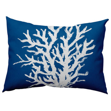 Big Seaweed Polyester Indoor Pillow, Nautical Navy, 14"x20"