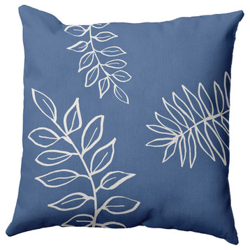 18" x 18" Fern Leaves Decorative Indoor Pillow, Cadet Blue