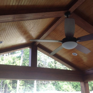 Mooresville NC open porch cathedral beadboard ceiling