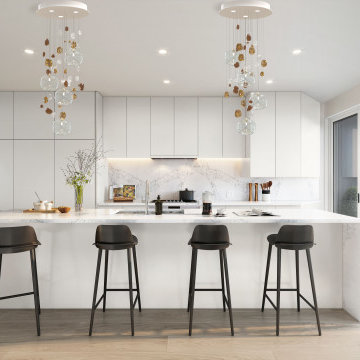 Contemporary Kitchen Island Pendant Lighting Glass Globe and Murano Gemstones. a