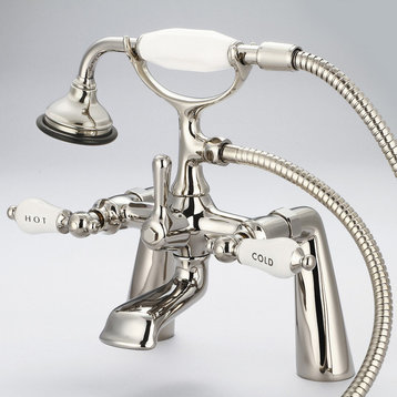 Vintage Classic Deck Mount Tub Faucet With Handshower, Polished Nickel Pvd Finis