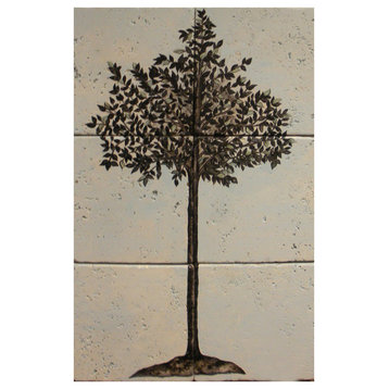 12"x18" Contemporary Tree Silhouette Tile, 6-Piece Set