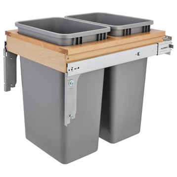 Wood Top Mount Pull Out Trash Bin With BB Soft Close, 18", 2-50 qt./12.5 gal