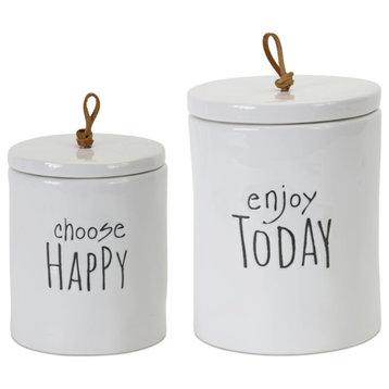 Canister, 2-Piece Set, 5.75"H, 7.25"H Stoneware