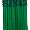 Emerald Green Grommet Fabric Leaves Shower Curtain