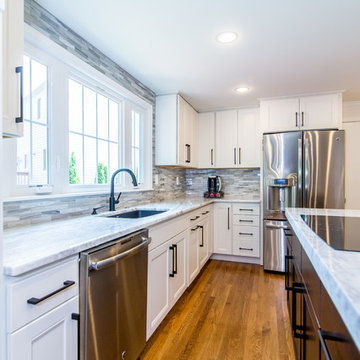 Springfield Kitchen with Massive Island and Marble Backsplash