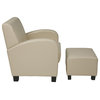 Cream Faux Leather Club Chair With Ottoman
