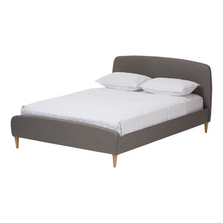 Mia Upholstered Platform Bed Midcentury Panel Beds by