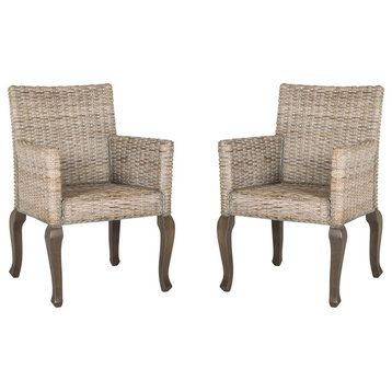 Safavieh Armando Wicker Dining Chairs, Set of 2, White Washed