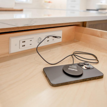 Scandinavian Kitchen Island with In-Drawer Charging Station