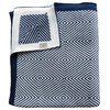 Piazza Collection, 100% Cotton Throw Blanket, Squares, Yellow, Navy/Ivory