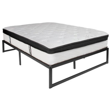 Flash Furniture Metal Full Bed Frame and 12" Memory Foam Mattress in Black