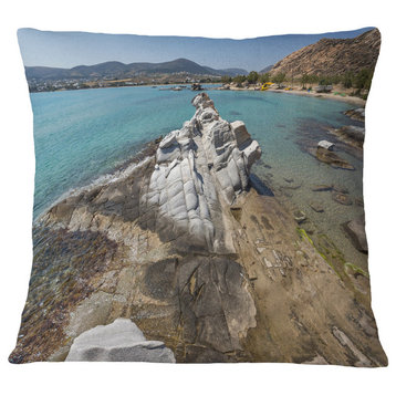Clean Waters And Rock Formations Landscape Printed Throw Pillow, 18"x18"